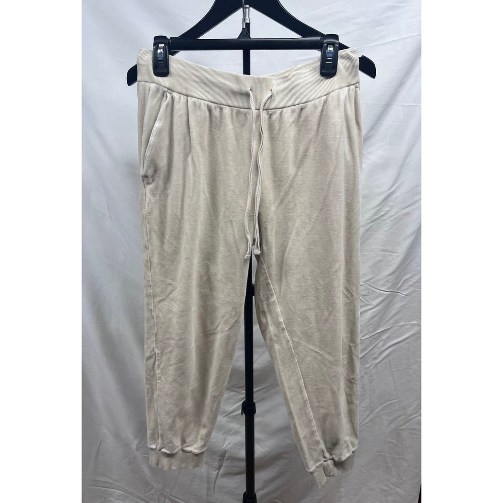 Eileen Fisher Women's Cream Organic Cotton Cozy Velour Cropped Joggers Small